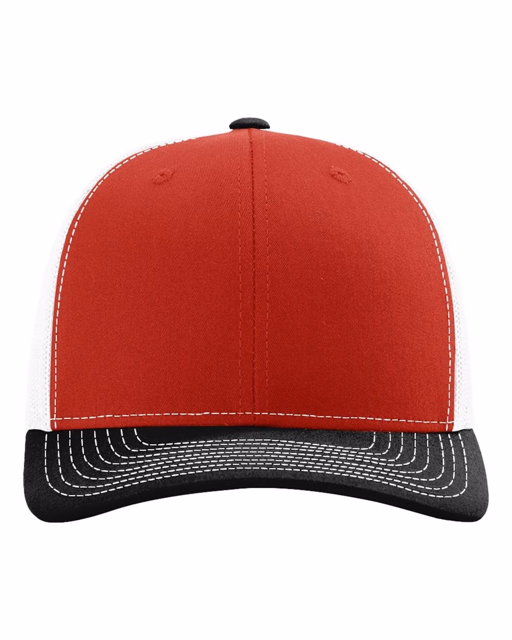 Richardson 112 Snapback Trucker Cap - Red/ White/ Black front