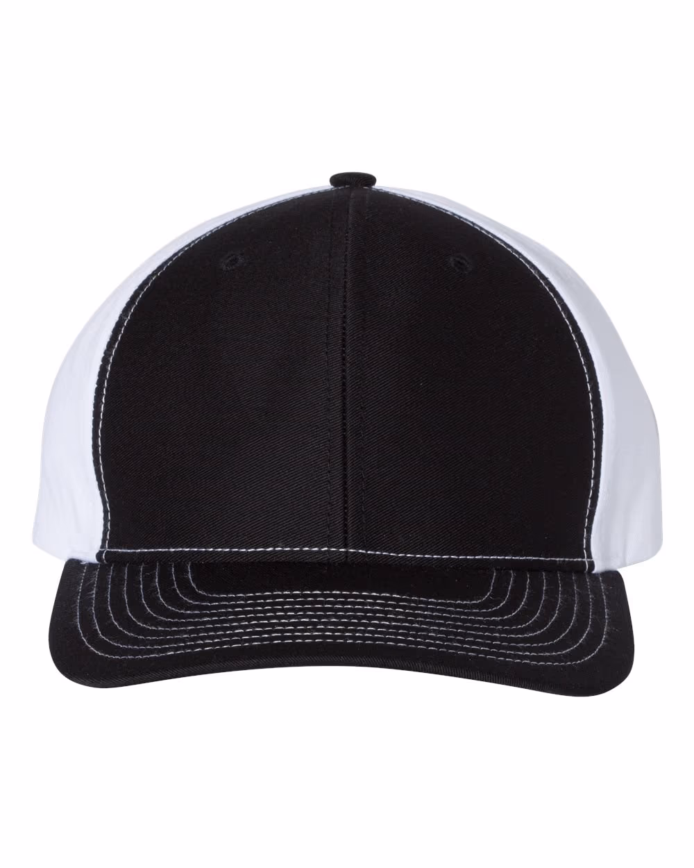 Richardson Twill Back Trucker Cap - Black/ White front