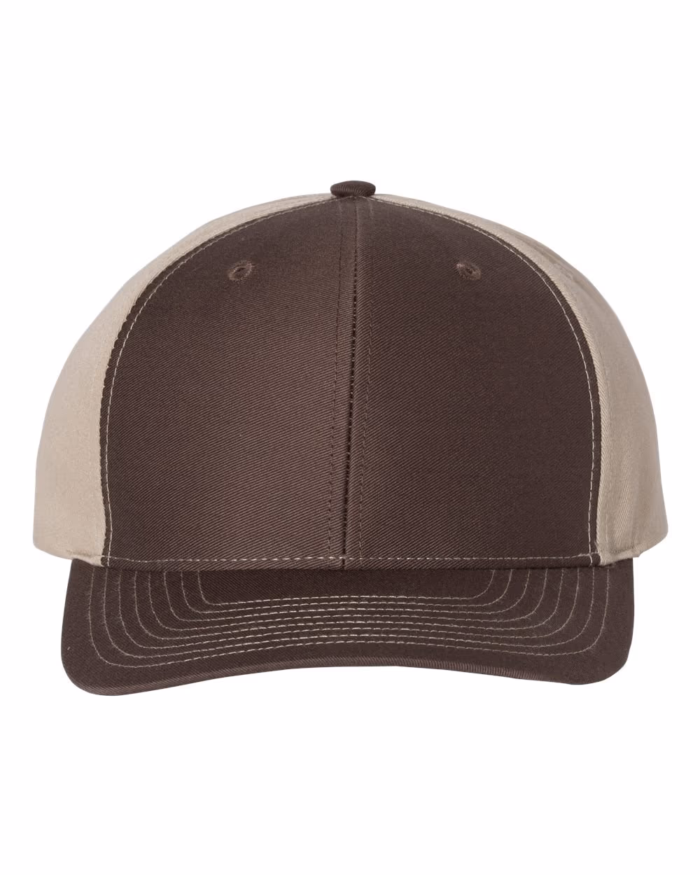 Richardson Twill Back Trucker Cap - Brown/ Khaki front