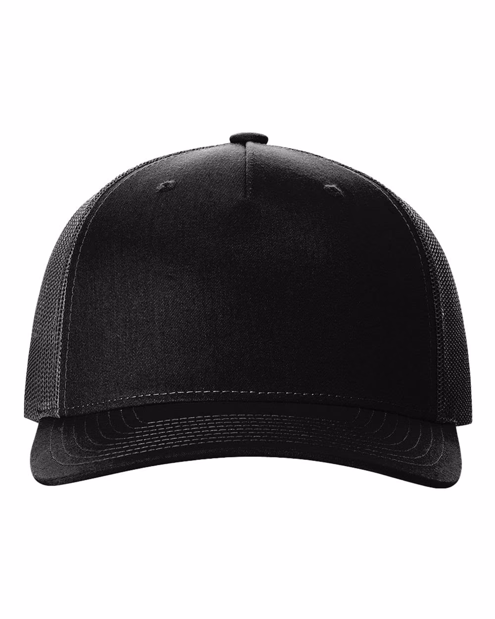 Richardson 112FP Five-Panel Trucker Cap - Black front