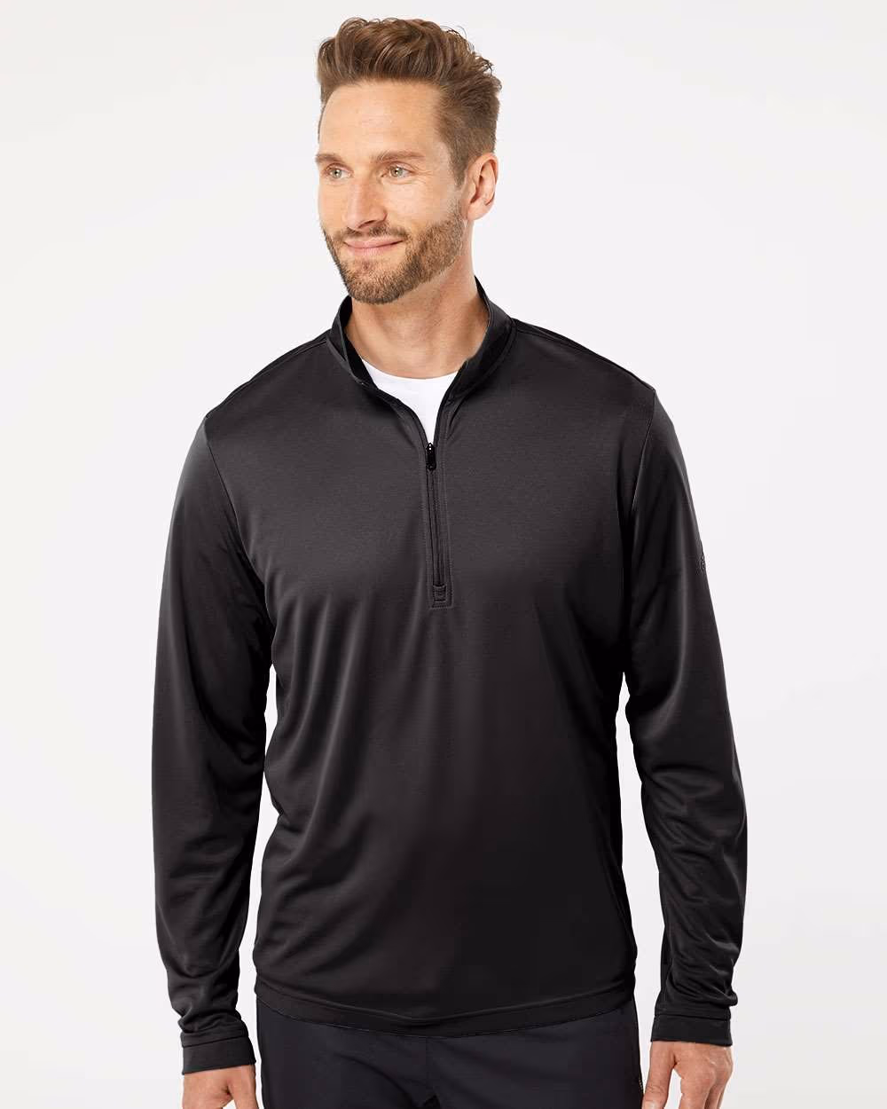 Custom Adidas Men's Ultimate365 Lightweight Quarter-Zip Pullover - Black front