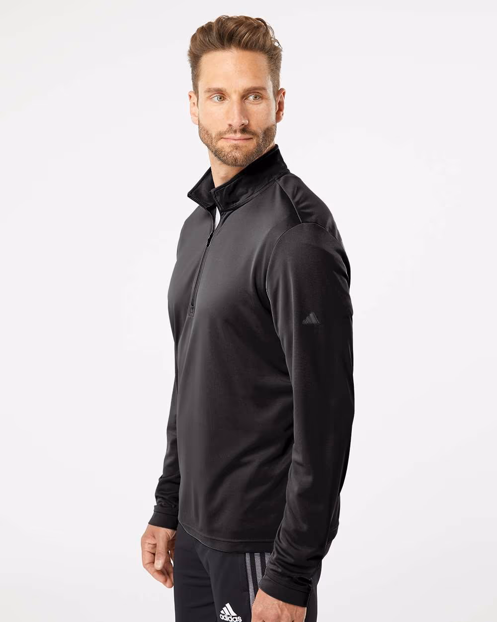 Custom Adidas Men's Ultimate365 Lightweight Quarter-Zip Pullover - Black side