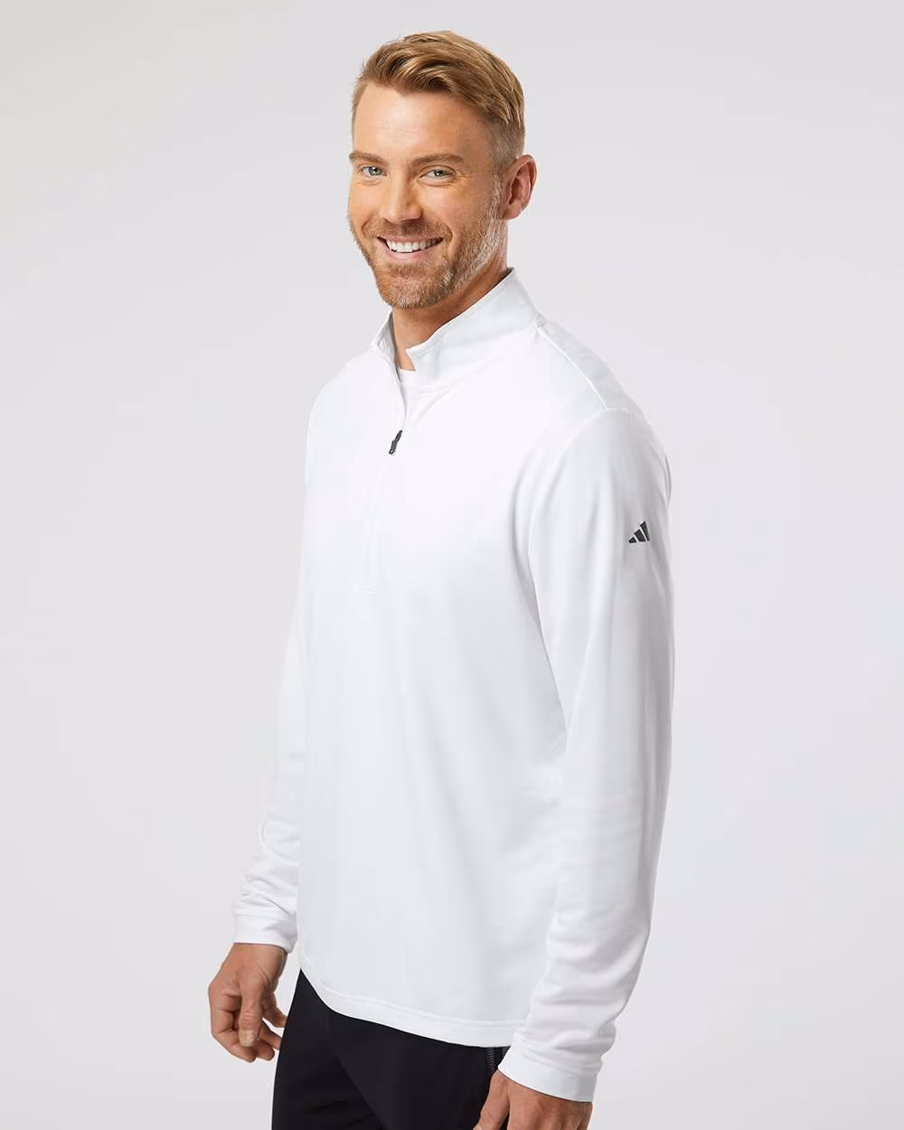 Custom Adidas Men's Ultimate365 Lightweight Quarter-Zip Pullover - White side