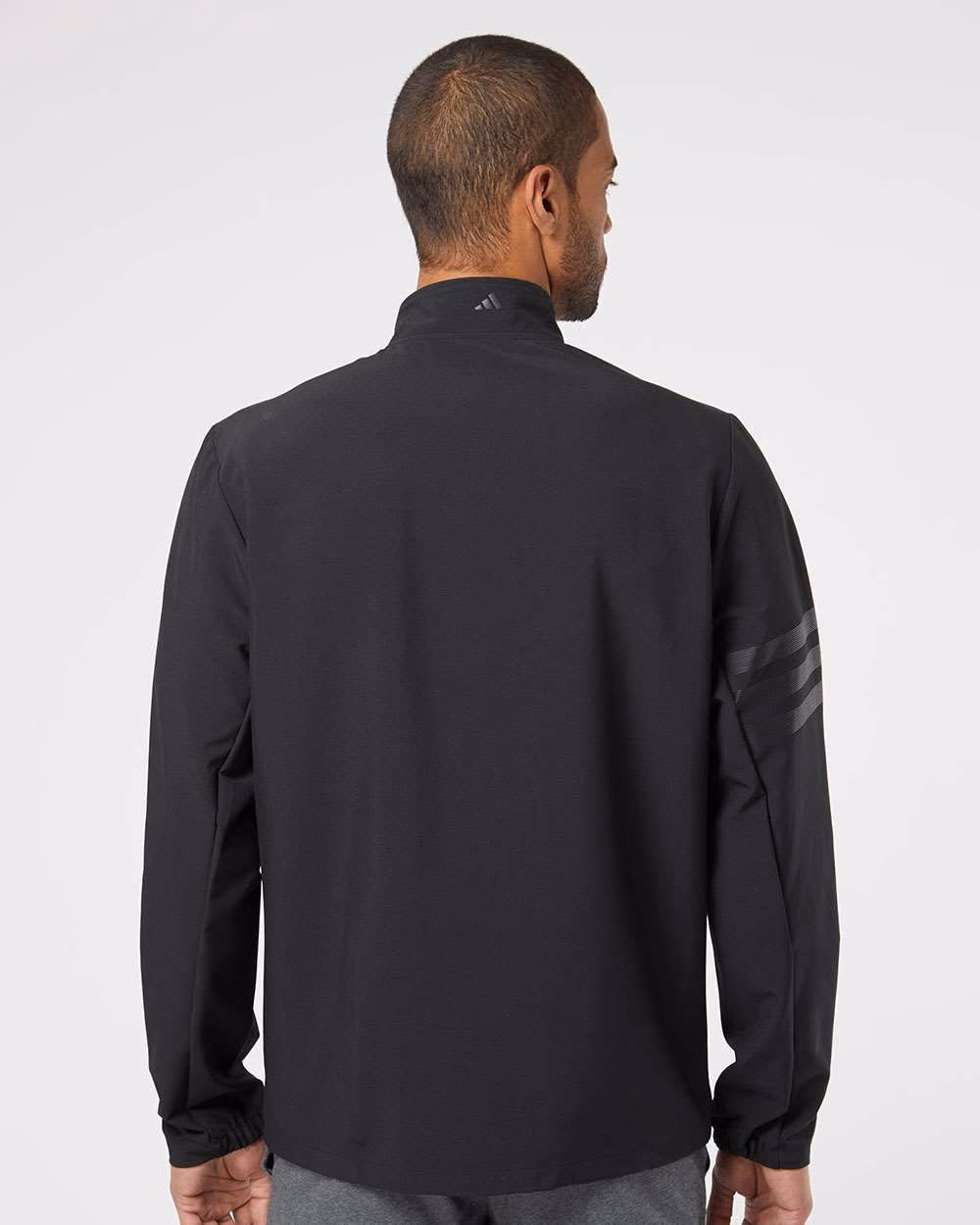 Custom Adidas Men's Wind Resistant Full-Zip Jacket - Black/ Black back