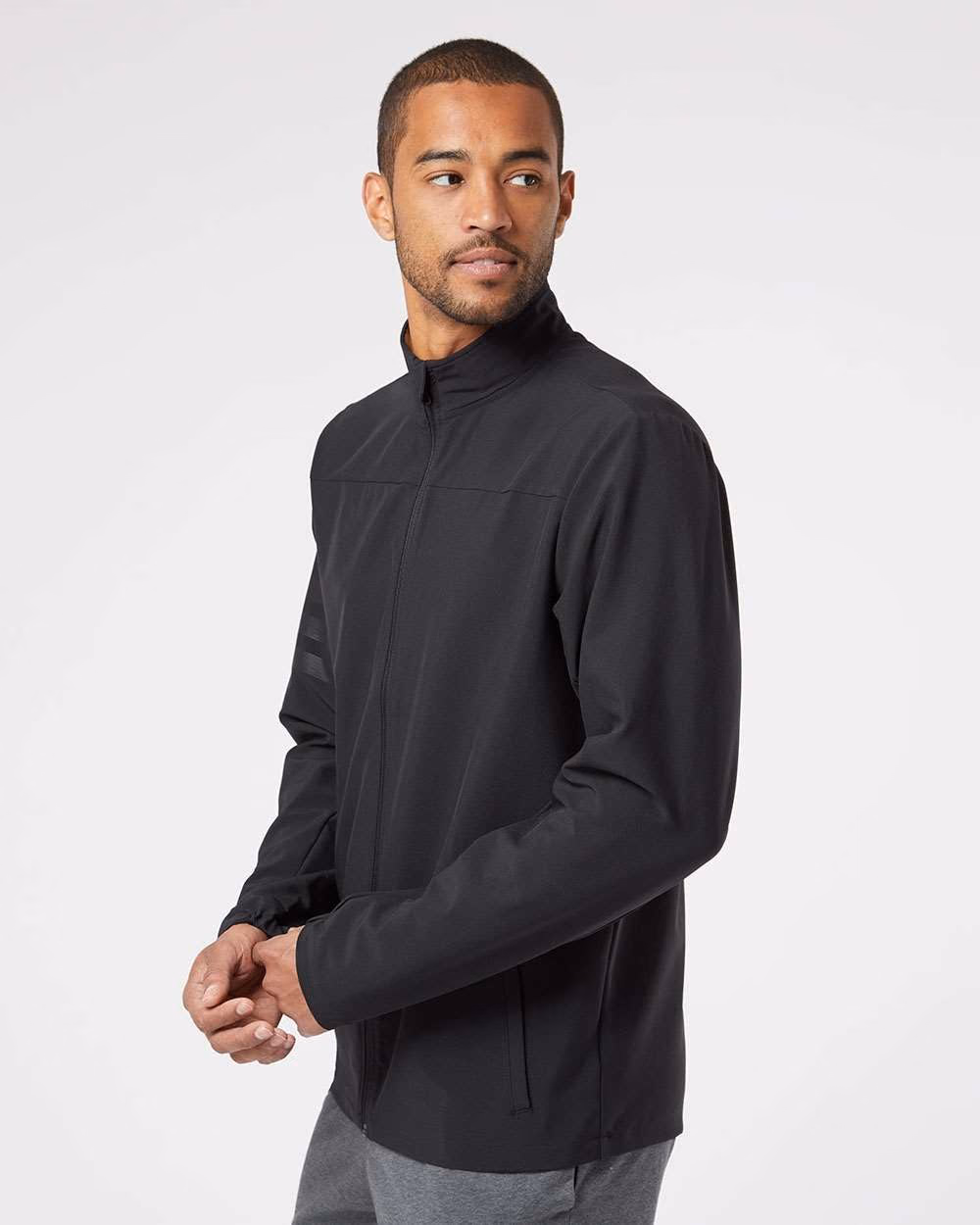 Custom Adidas Men's Wind Resistant Full-Zip Jacket - Black/ Black side