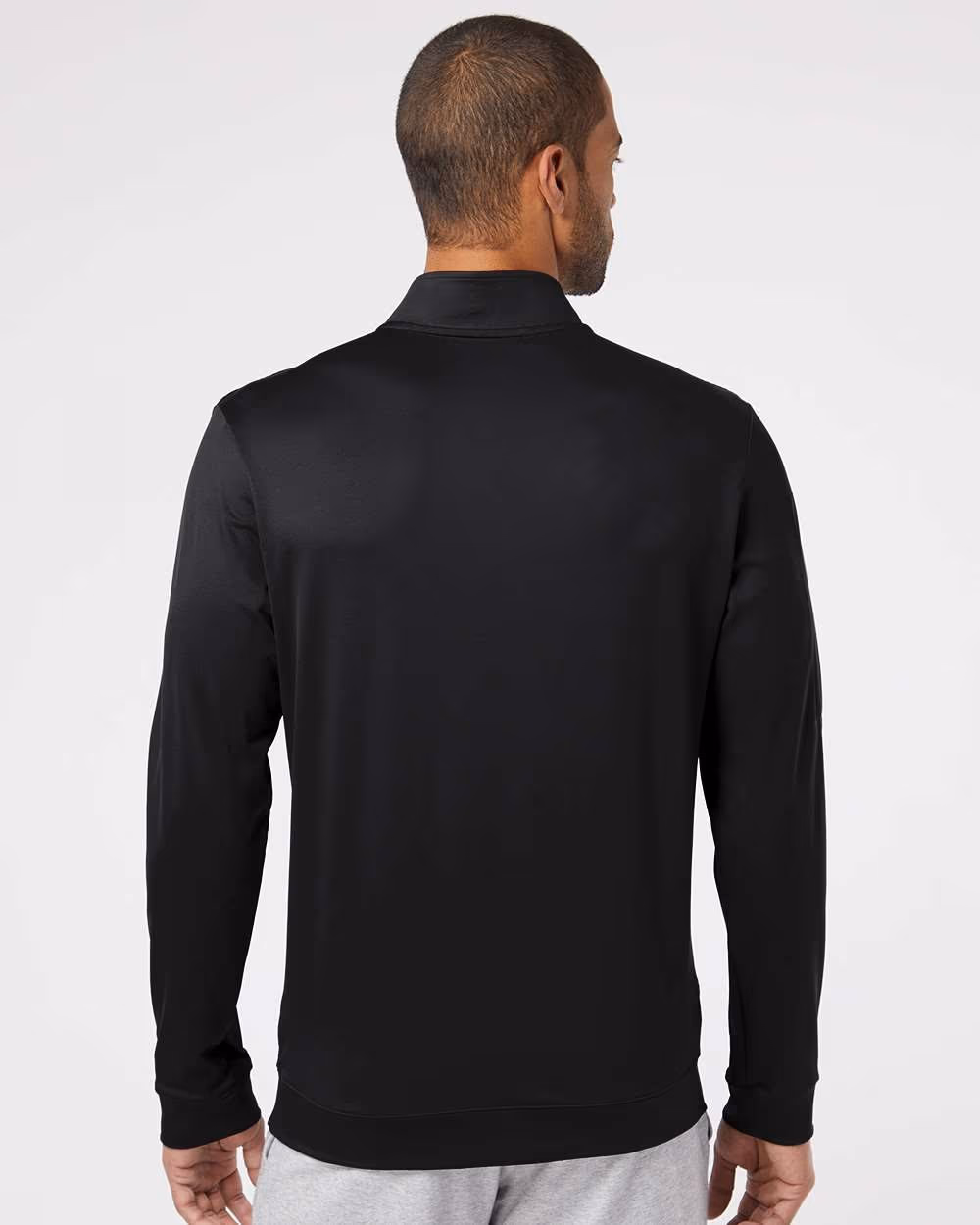 Custom Adidas Men's Textured Quarter-Zip Pullover - Black back