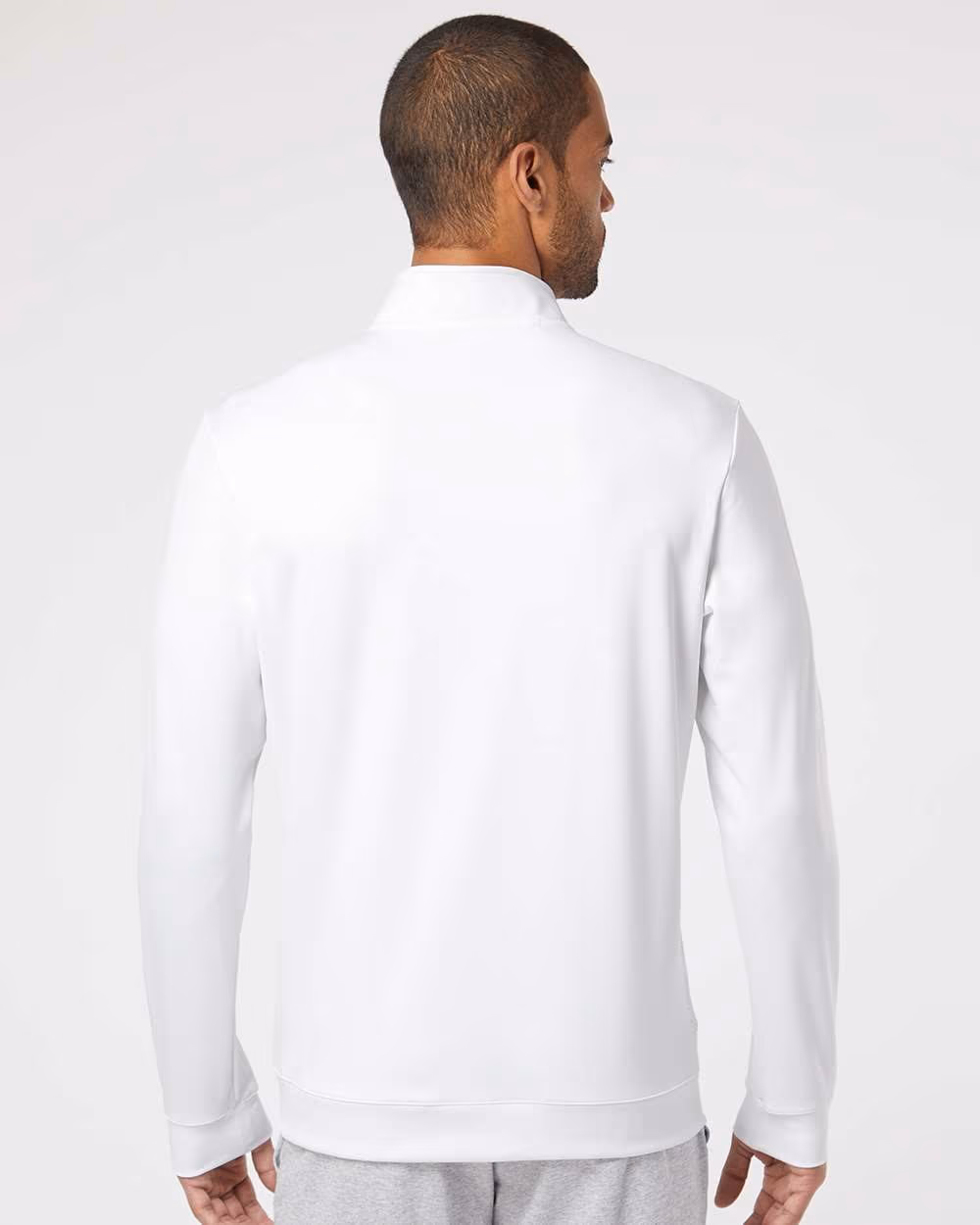 Custom Adidas Men's Textured Quarter-Zip Pullover - White back