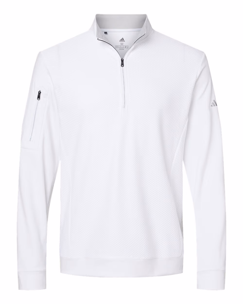 Custom Adidas Men's Textured Quarter-Zip Pullover - White flat front