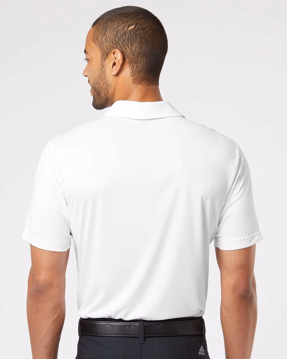 Custom Adidas Men's 3-Stripes Chest Polo - White/ Black back