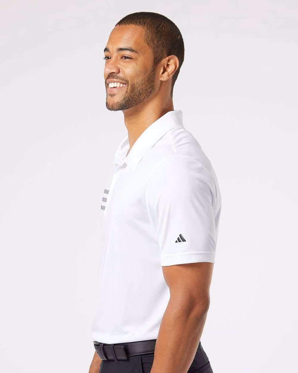 Custom Adidas Men's 3-Stripes Chest Polo - White/ Black side
