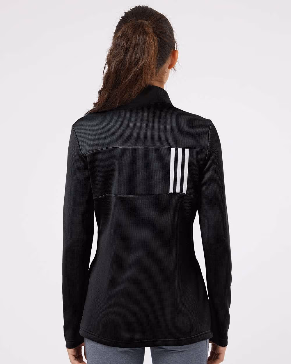 Custom Adidas Women's 3-Stripes Double Knit Full-Zip Jacket - Black/ Grey Two back