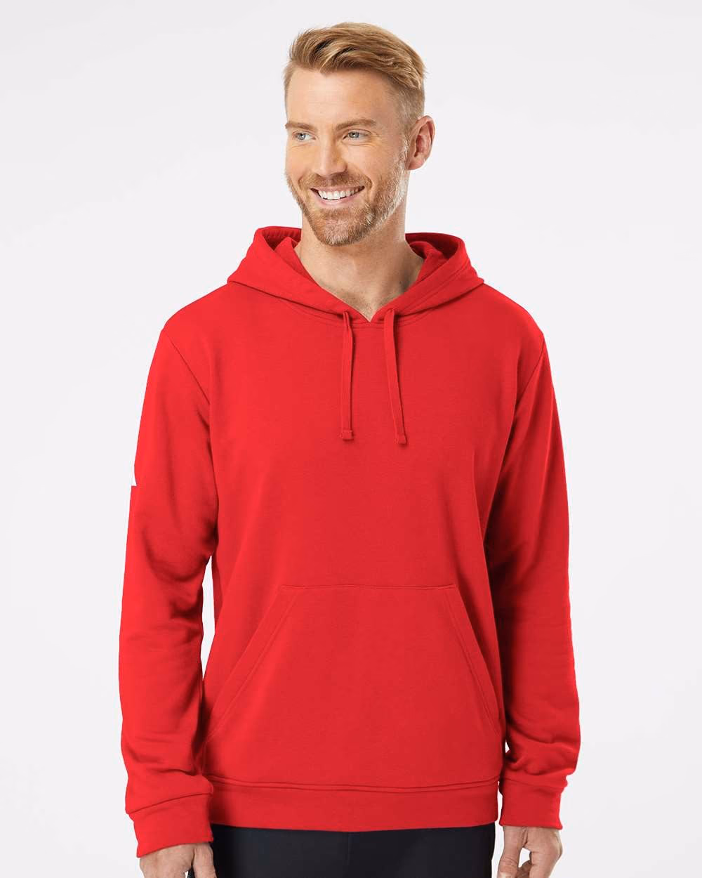 Adidas Unisex Fleece Hooded Sweatshirt - Red front
