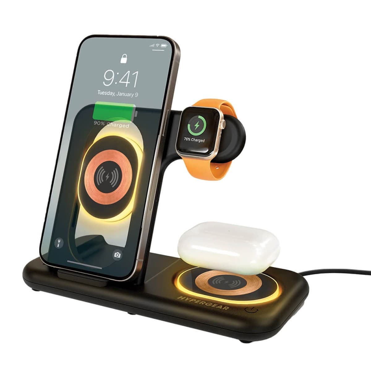 Custom HyperGear PowerFold X-Ray 4-in-1 Foldable Wireless Charging Stand with 15W Wireless Fast Charge with Custom Logo