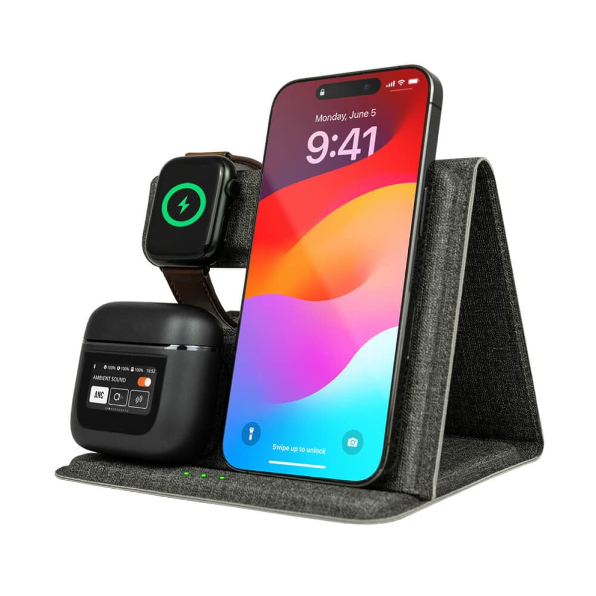 Custom Tangelo ChargePro 3 in 1 Foldable Wireless Charger with Custom Logo