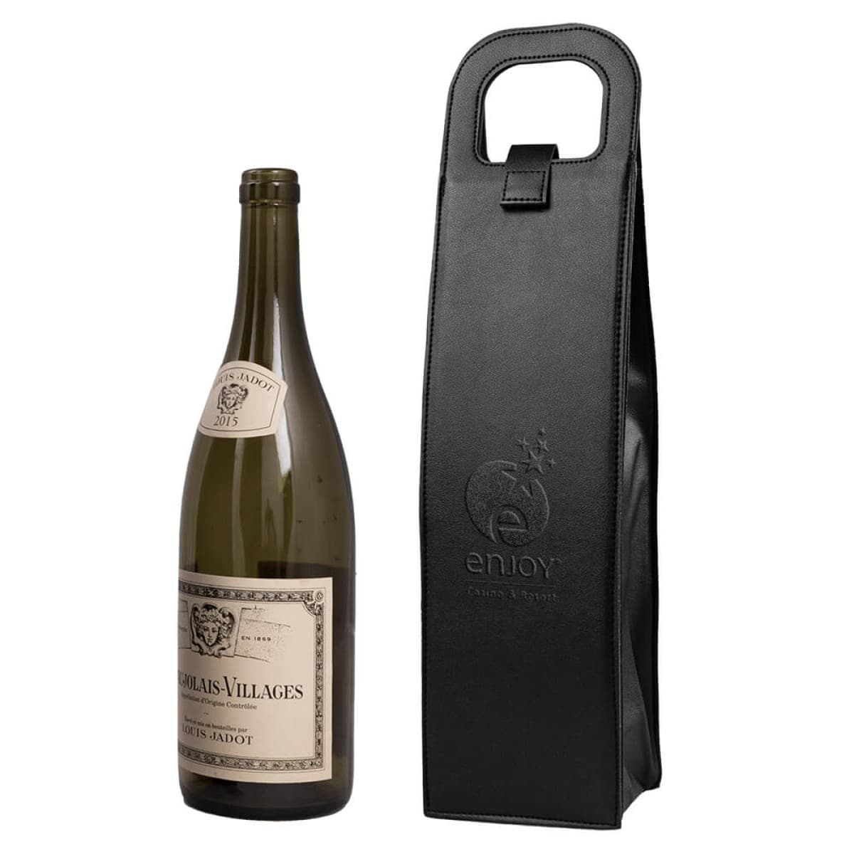 Custom Vegan Leather Wine Bottle Tote with Custom Logo