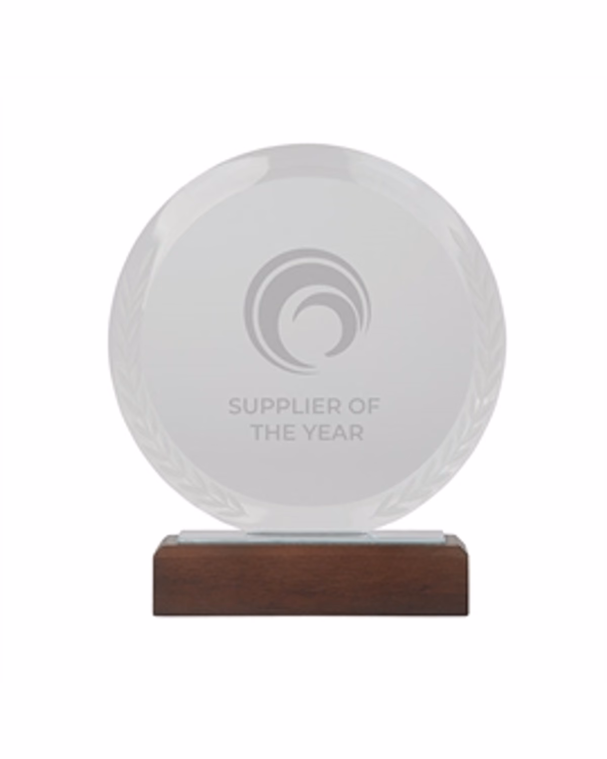 Crystal Award: Redondo Round Crystal Wood Base