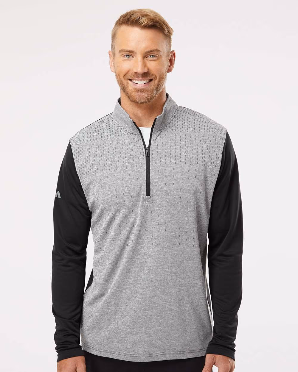 Adidas Men's Ultimate365 Heather Block Print Quarter-Zip Pullover